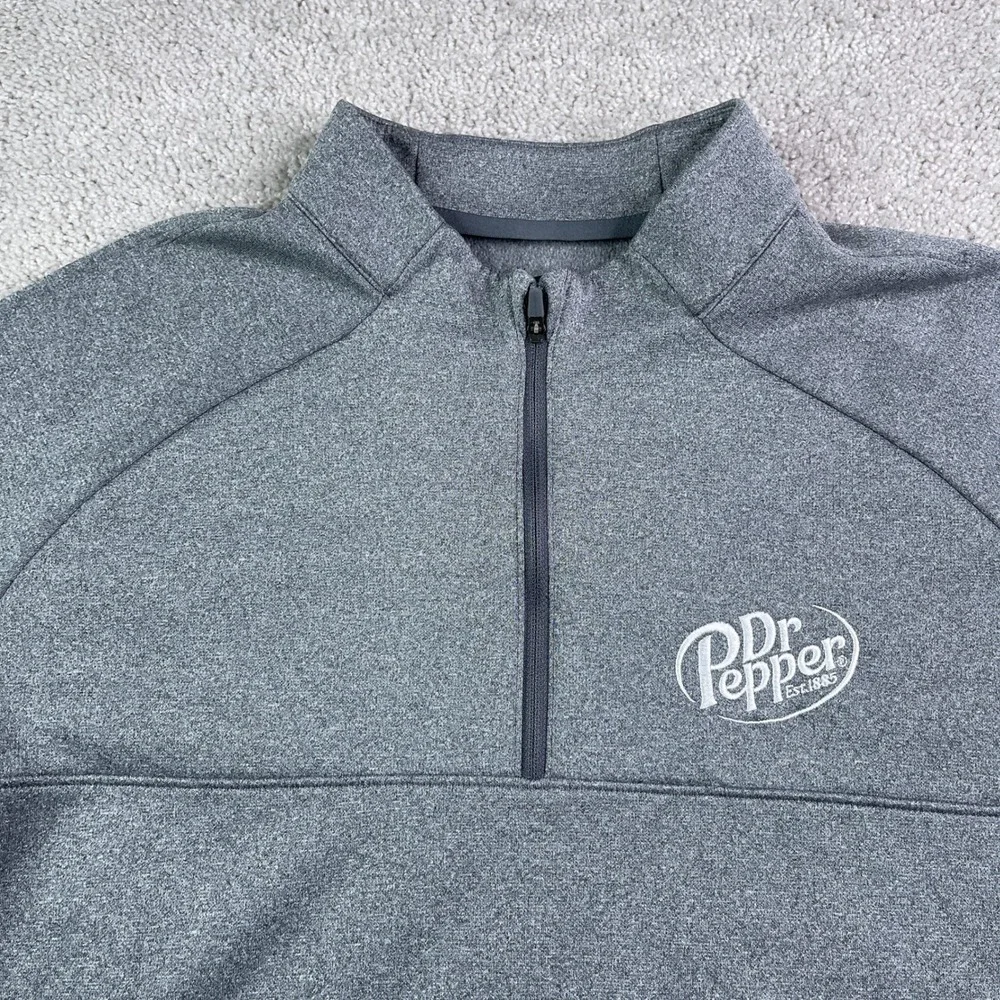 Nike Sweater Mens XL Gray Therma Fit Fleece Dr Pepper Quarter Zip Pullover